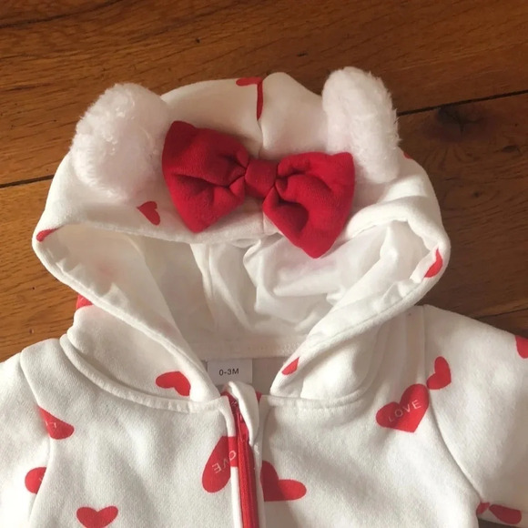 Hooded baby one-piece jumpsuit size 0-3 months - Picture 2 of 2